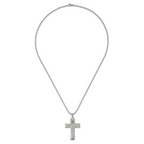 Chisel Stainless Steel Polished and Textured Cross Pendant on a 24 inch Ball Chain Necklace