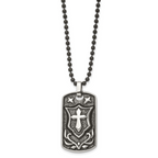 Cross Shield Dog Tag Necklace in Stainless Steel