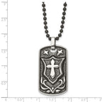 Cross Shield Dog Tag Necklace in Stainless Steel
