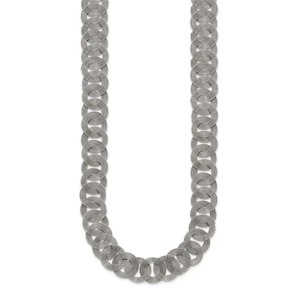 Polished Circle Link Necklace in Stainless Steel