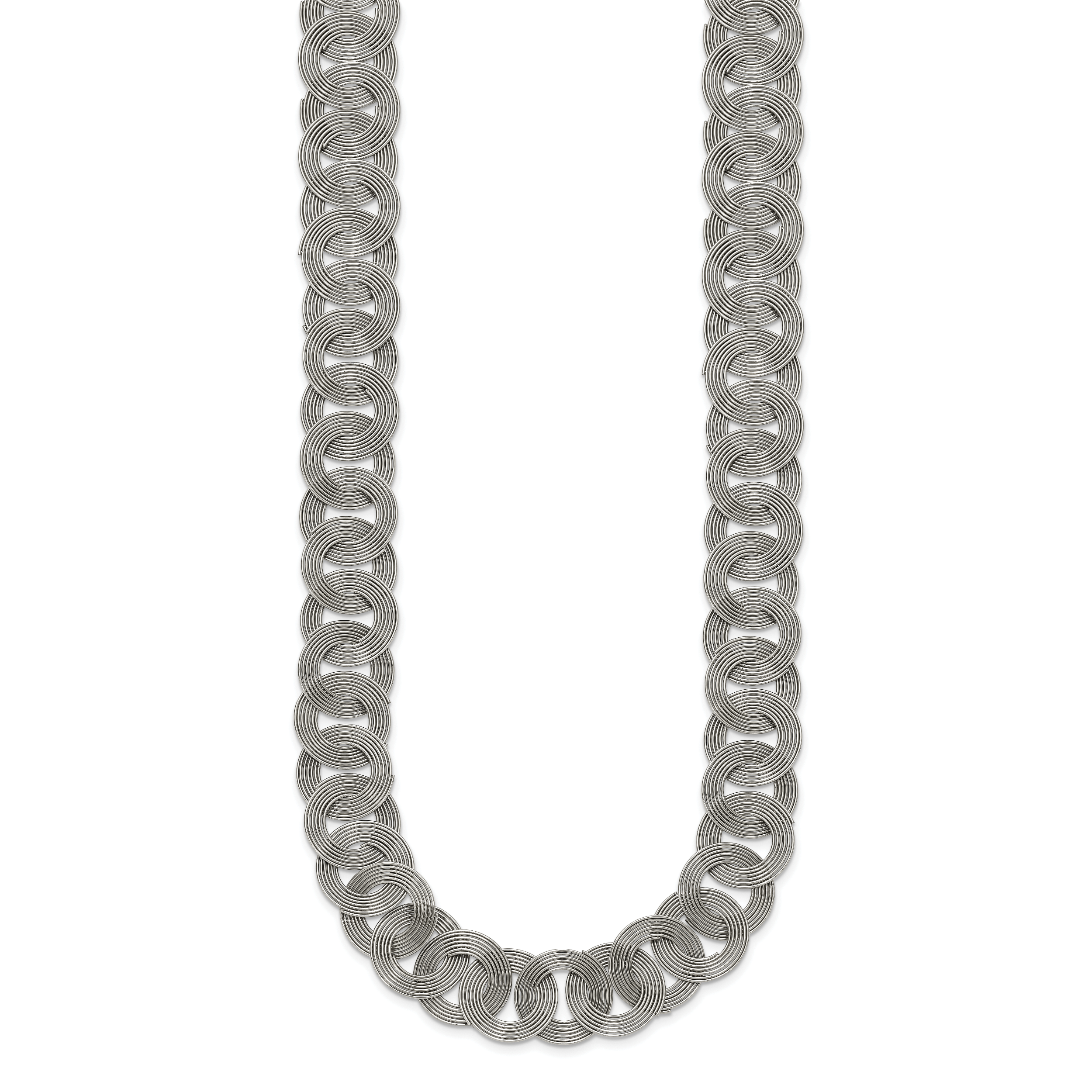 Polished Circle Link Necklace in Stainless Steel