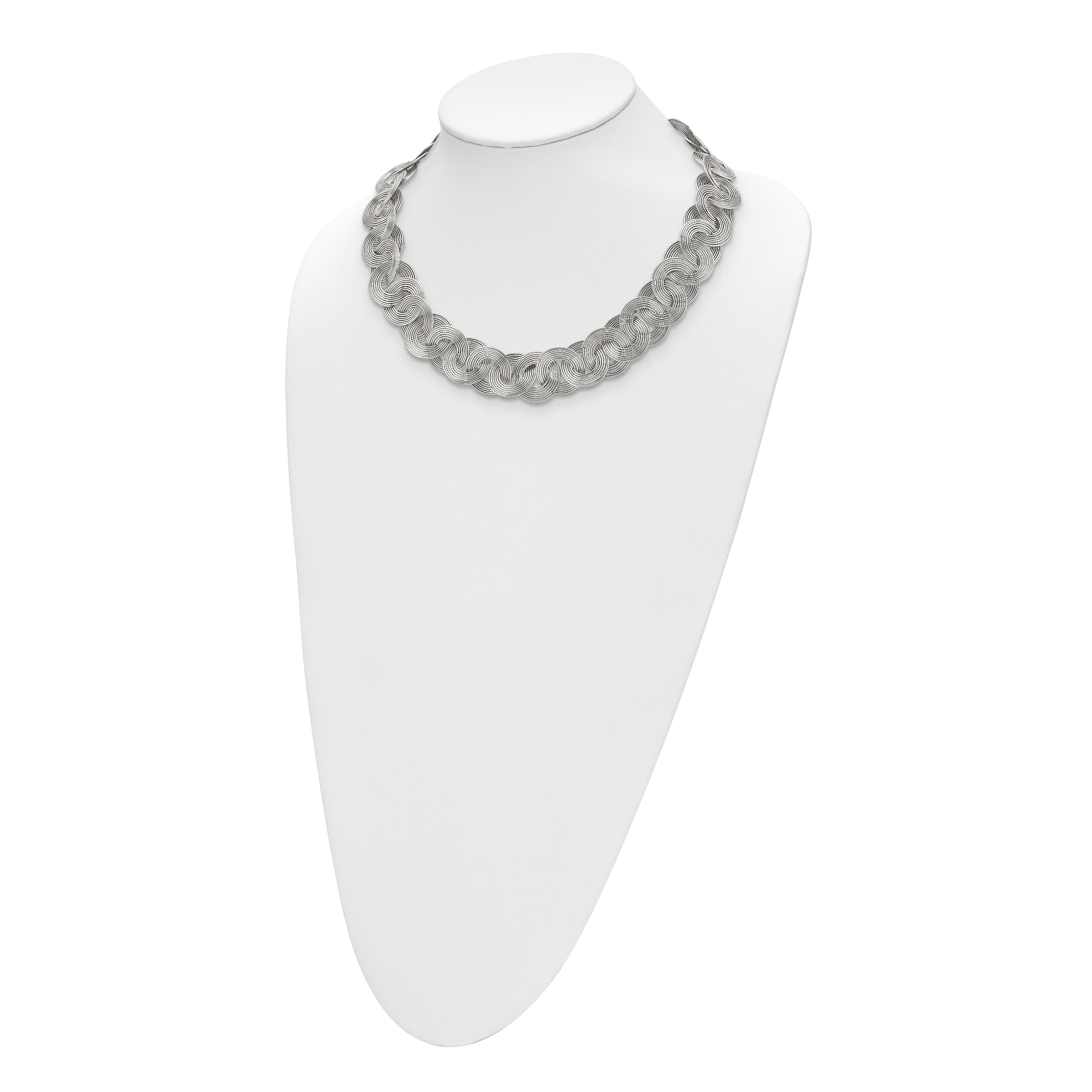 Polished Circle Link Necklace in Stainless Steel