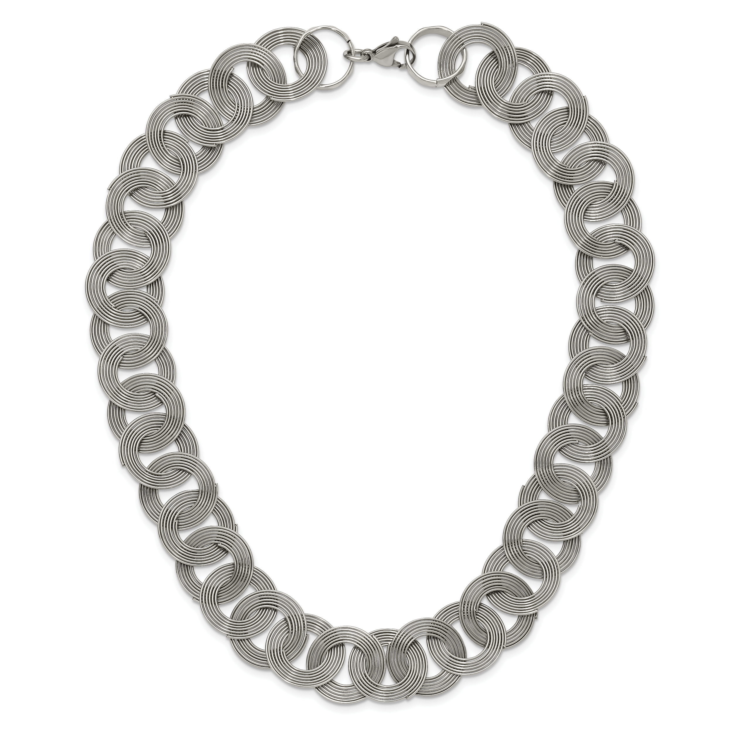 Polished Circle Link Necklace in Stainless Steel