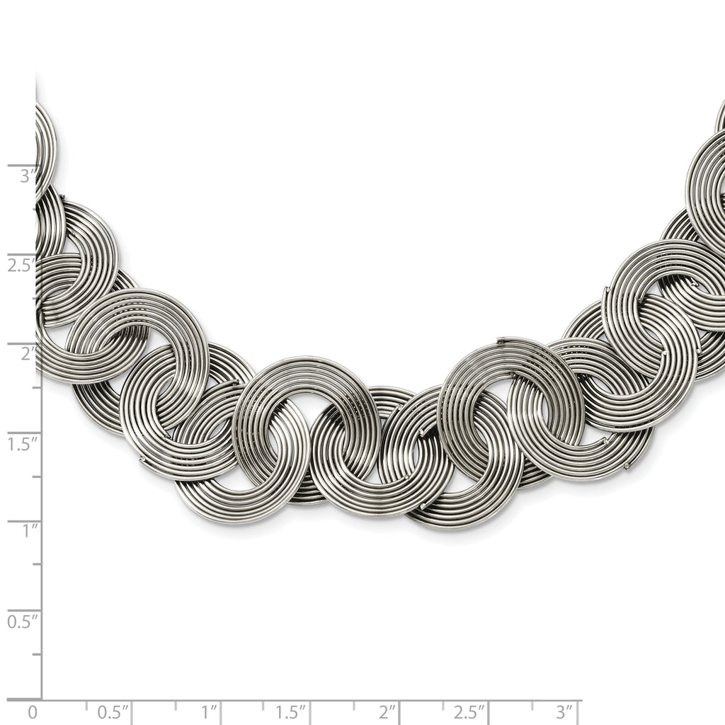 Polished Circle Link Necklace in Stainless Steel