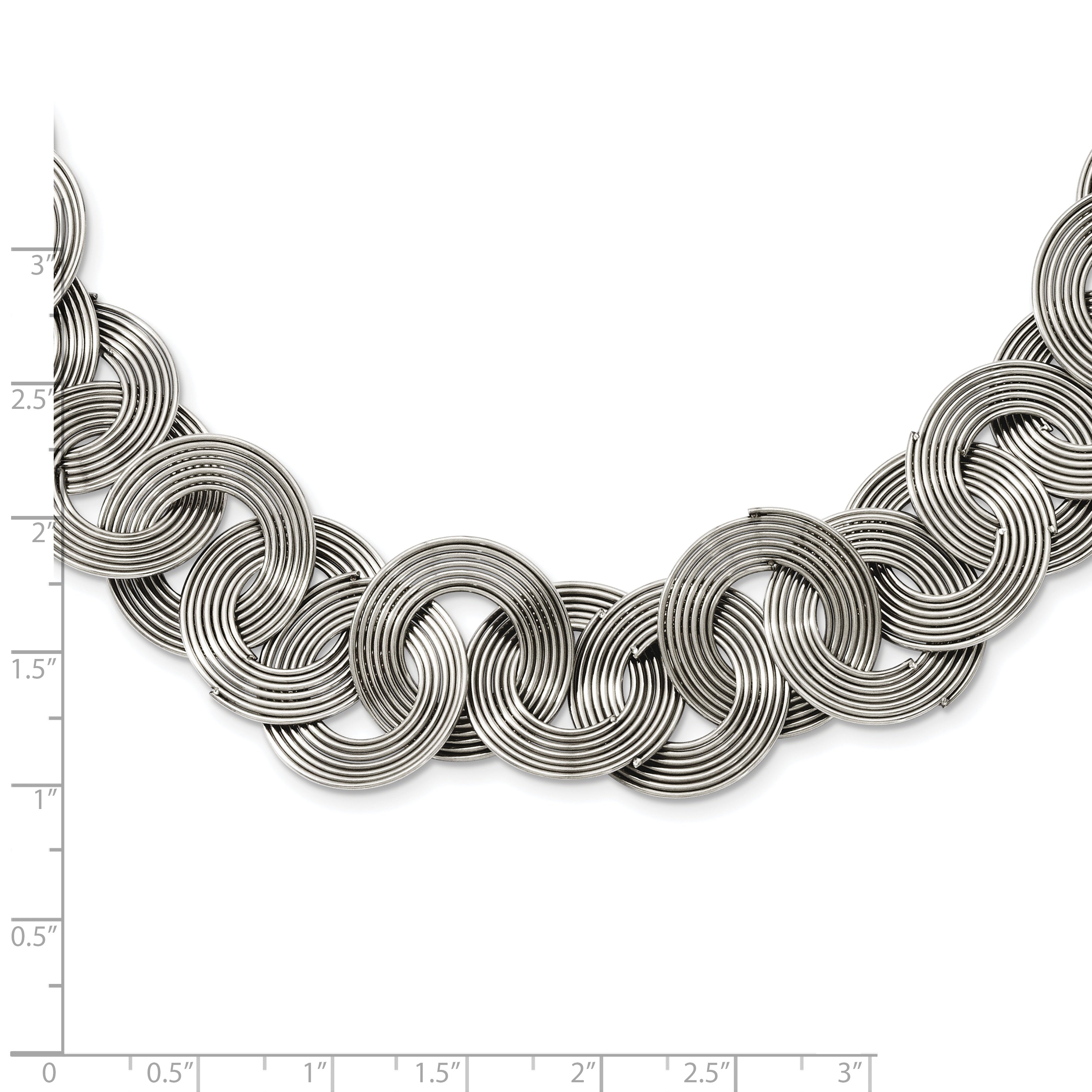 Polished Circle Link Necklace in Stainless Steel