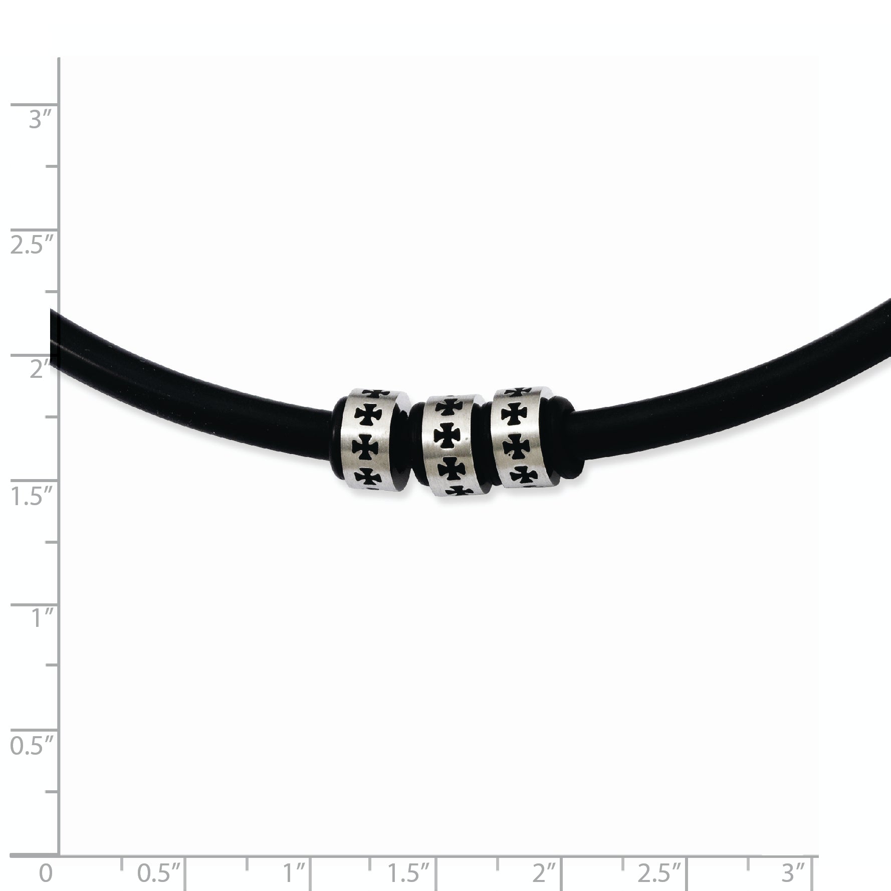 Stainless Steel Black Rubber Cord 19in Necklace Secondary image