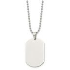 Chisel Stainless Steel Polished Dog Tag on a 24 inch Cable Chain Necklace