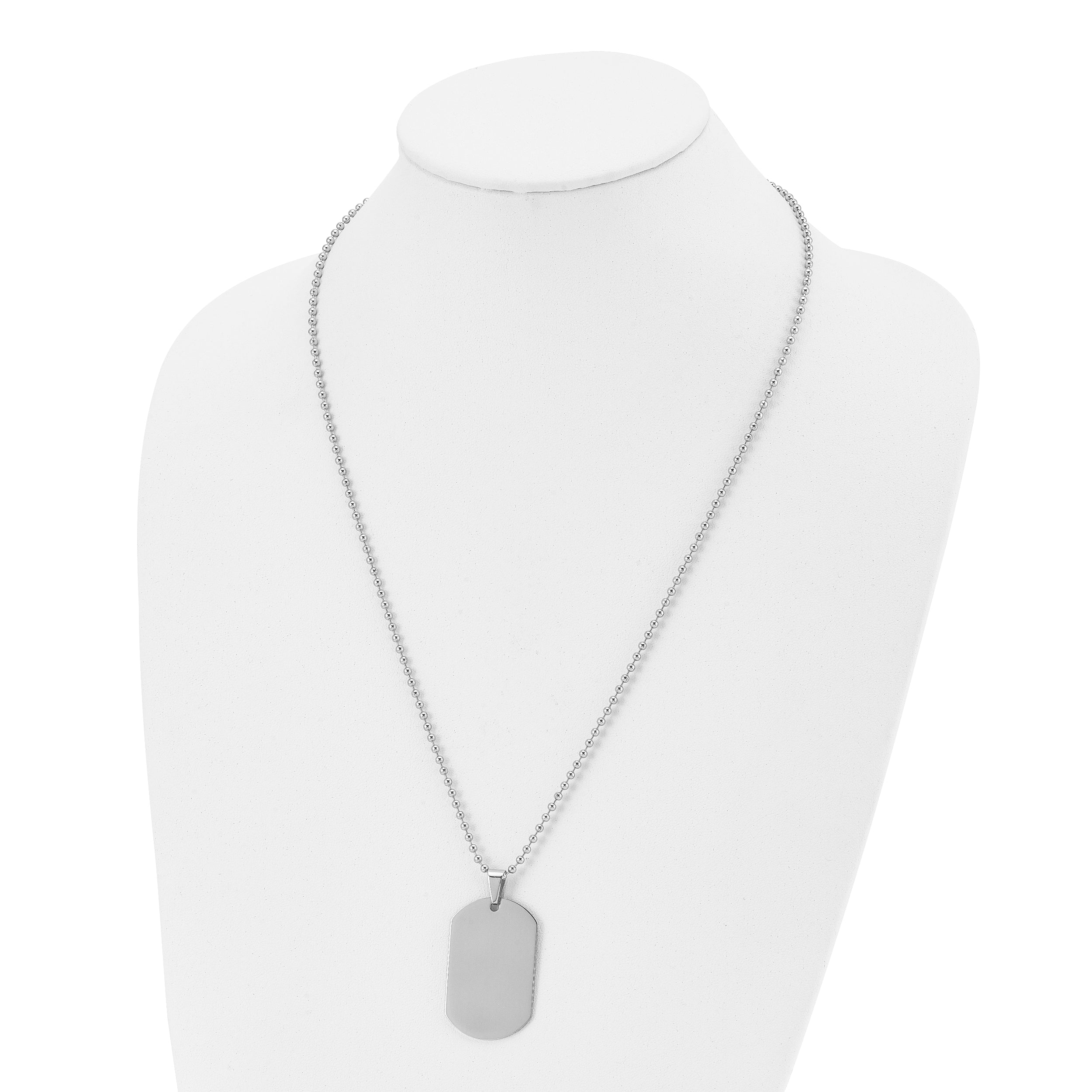 Chisel Stainless Steel Polished Dog Tag on a 24 inch Cable Chain Necklace