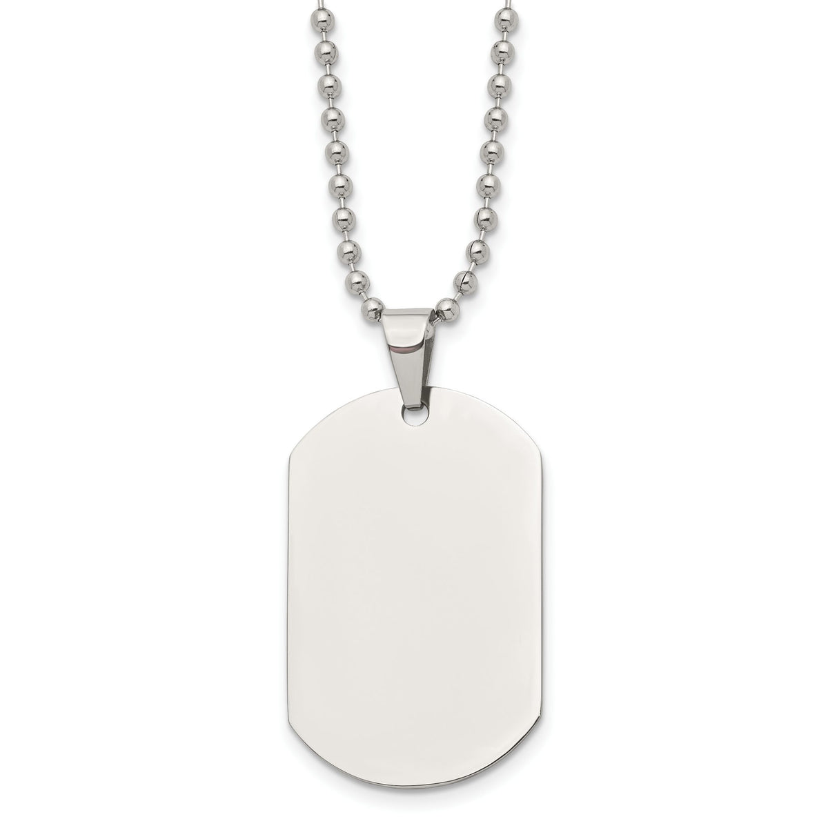 Cable Chain Dog Tag Necklace in Stainless Steel, 24 Inch - Sophia Jewelers Main image