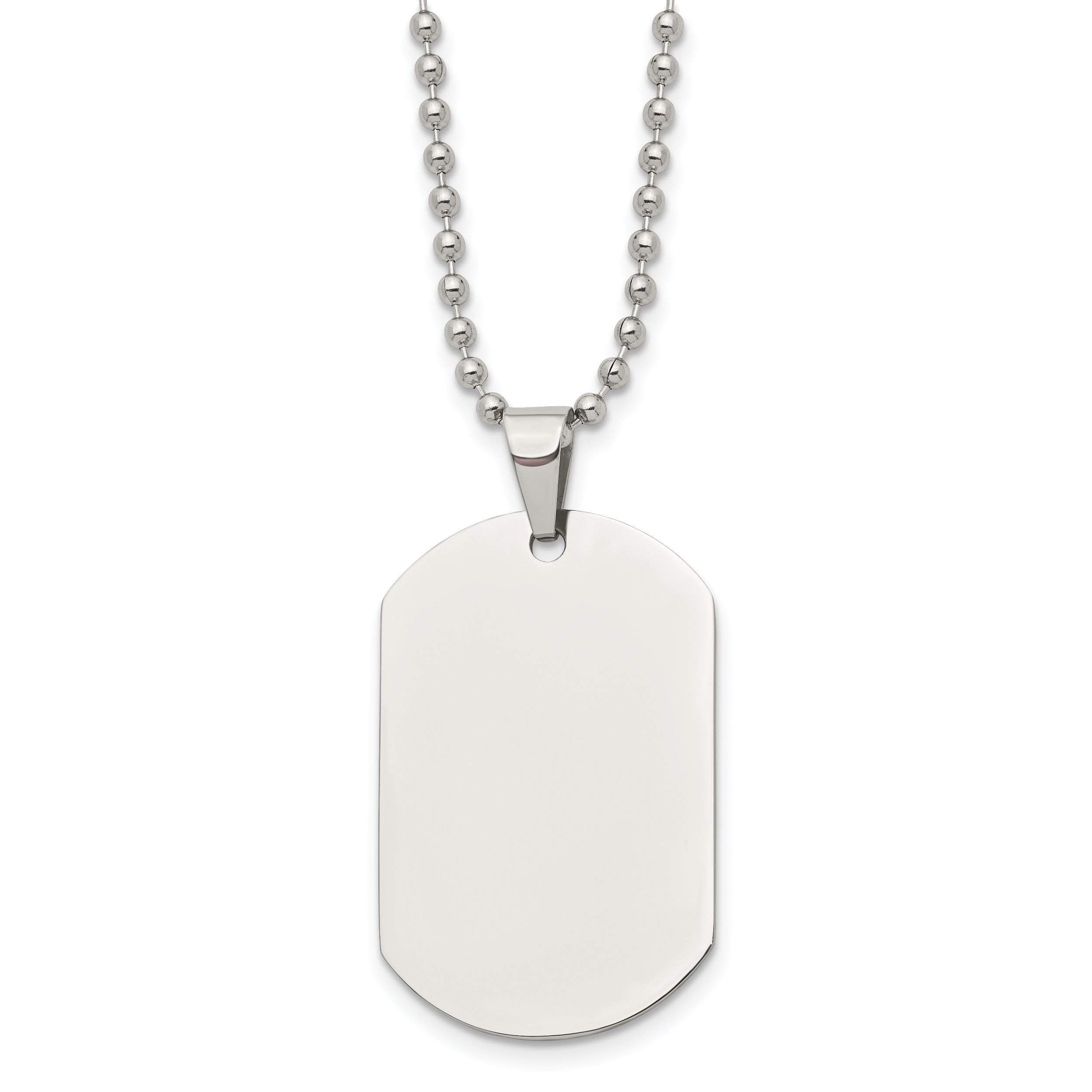 Chisel Stainless Steel Polished Dog Tag on a 24 inch Cable Chain Necklace Main image