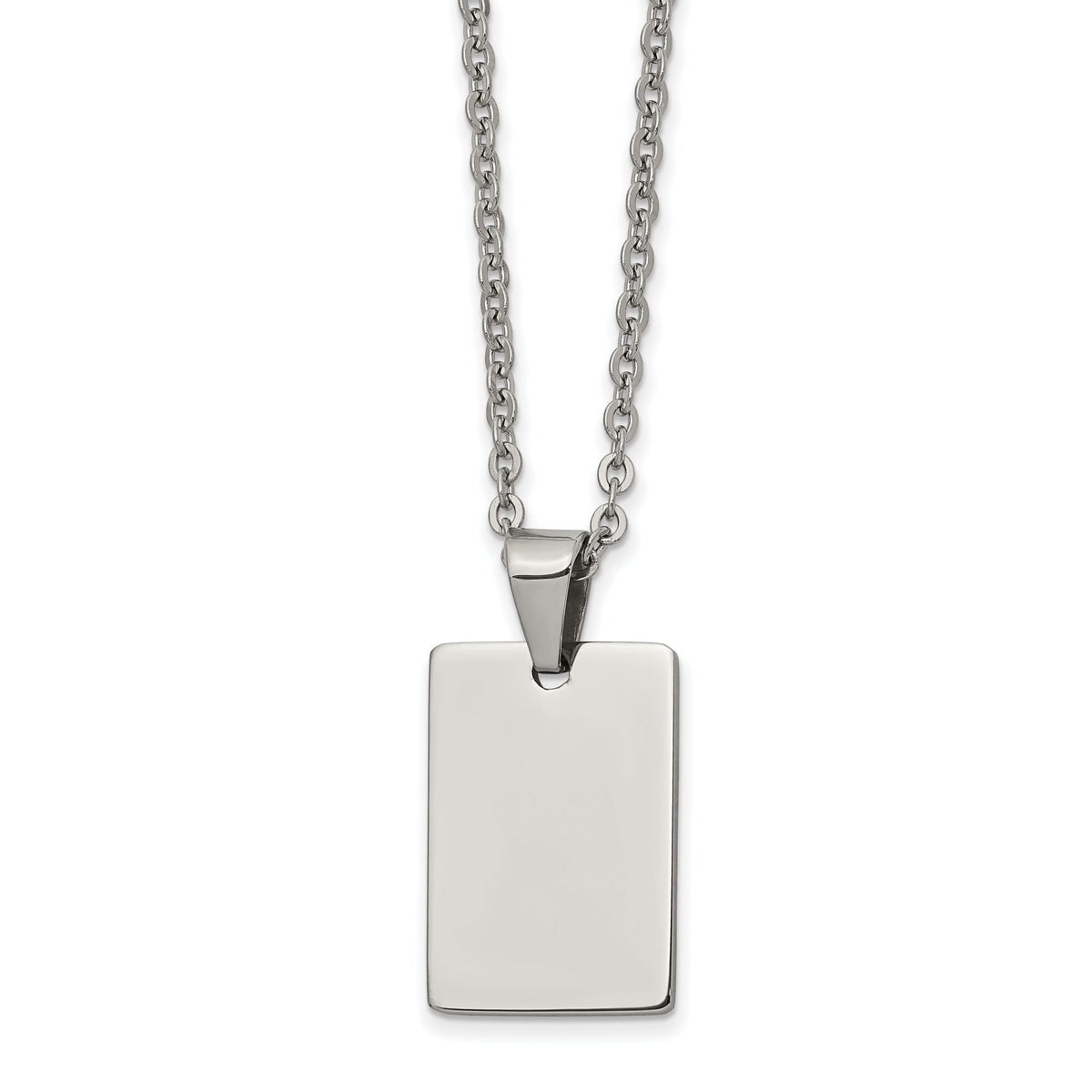 Rectangle Dog Tag Necklace in Stainless Steel, 18 Inch - Sophia Jewelers Main image