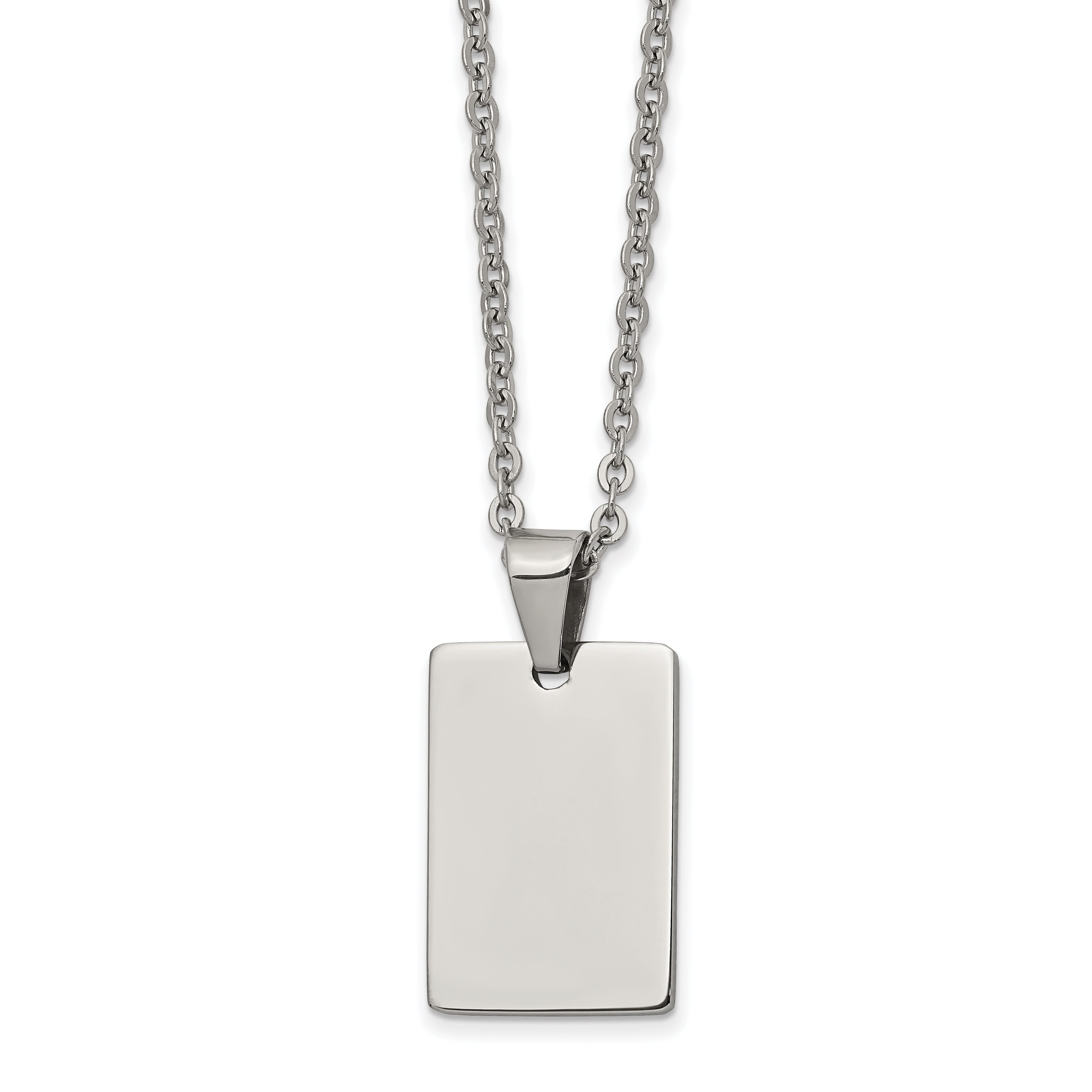 Chisel Stainless Steel Polished Rectangle Dog Tag on an 18 inch Cable Chain Necklace Main image