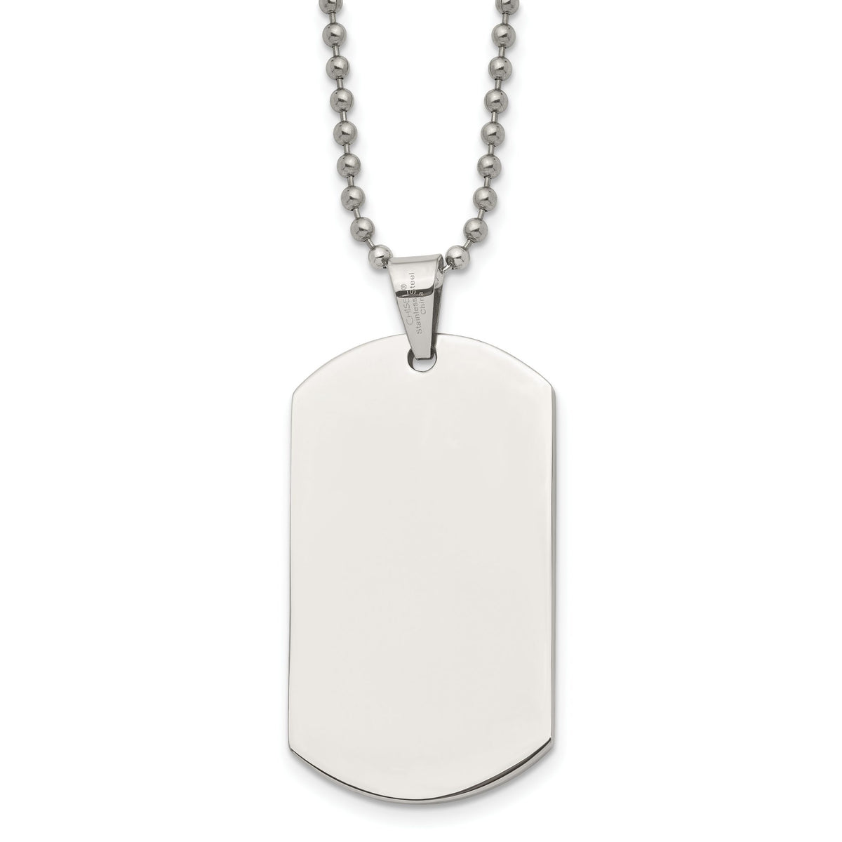 Ball Chain Dog Tag Necklace in Stainless Steel, 24 Inch - Sophia Jewelers Main image