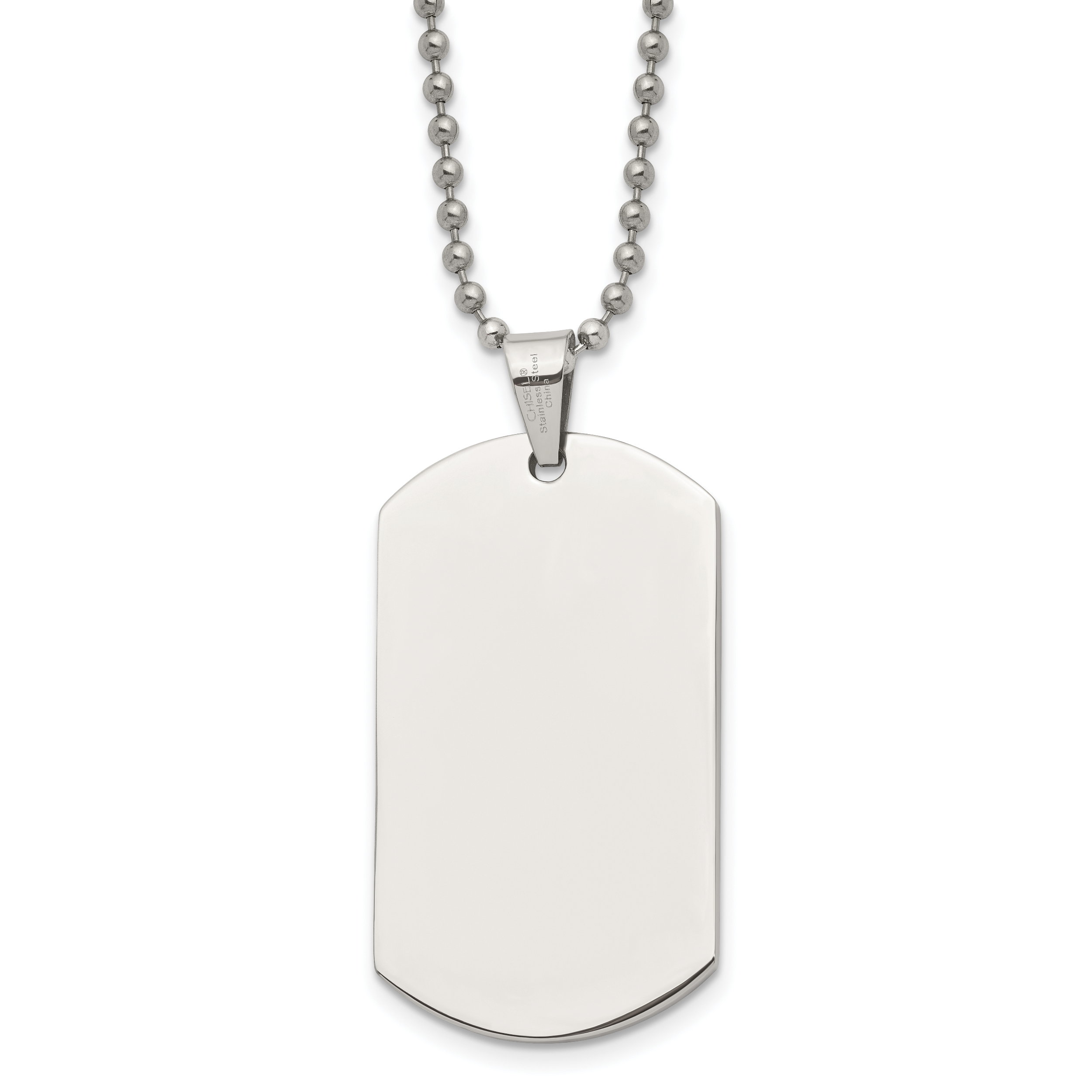 Chisel Stainless Steel Polished Dog Tag on a 24 inch Ball Chain Necklace Main image