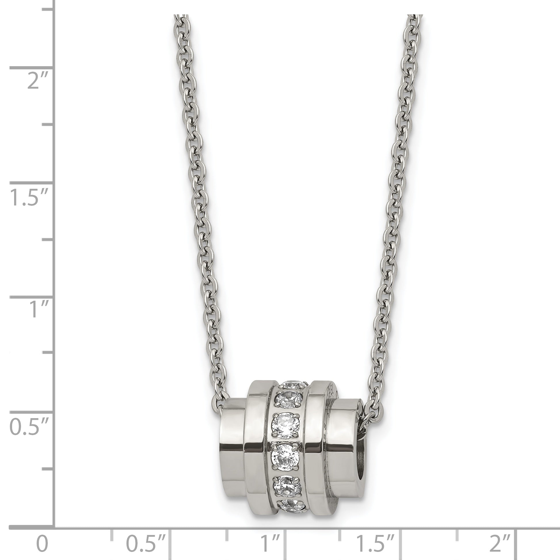 Stainless Steel Polished w/CZ 20in Necklace
