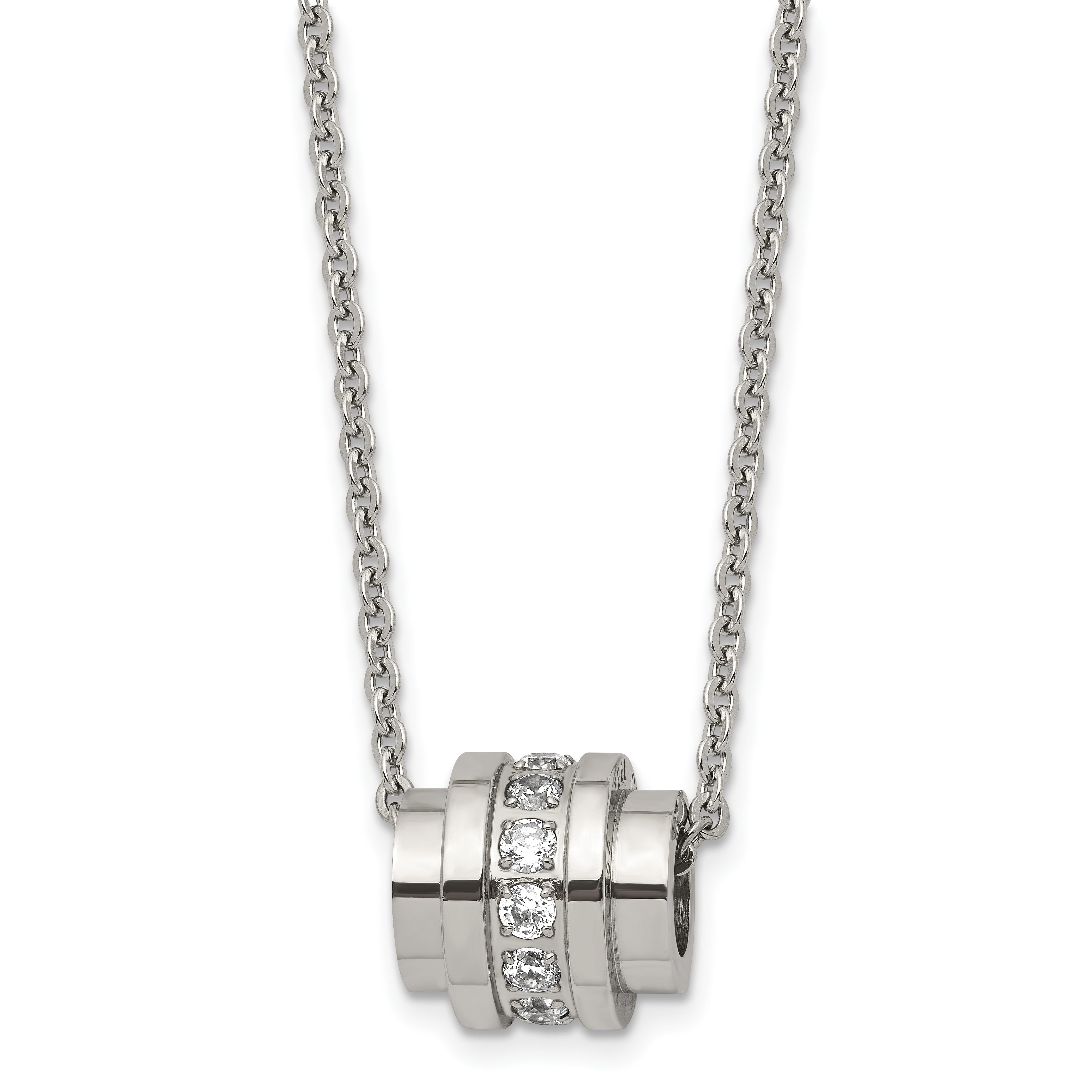 Stainless Steel Polished w/CZ 20in Necklace Main image