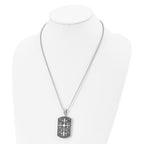 Stainless Steel Polished w/Black Enamel Cross Dog Tag 22in Necklace