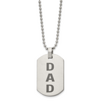 Chisel Stainless Steel Polished and Lasered DAD Dog Tag on a 24 inch Ball Chain Necklace