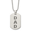 Chisel Stainless Steel Polished and Lasered DAD Dog Tag on a 24 inch Ball Chain Necklace