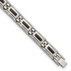 Stainless Steel Men's Jewelry Set with Black Enamel Polished Finish