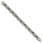 Stainless Steel Men's Jewelry Set with Black Enamel Polished Finish