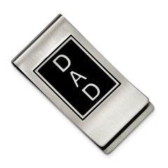 Sophia Jewelers Men's Polished Stainless Steel DAD Money Clip & Ring Set