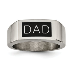 Stainless Steel Black Enamel DAD Money Clip & Ring Set