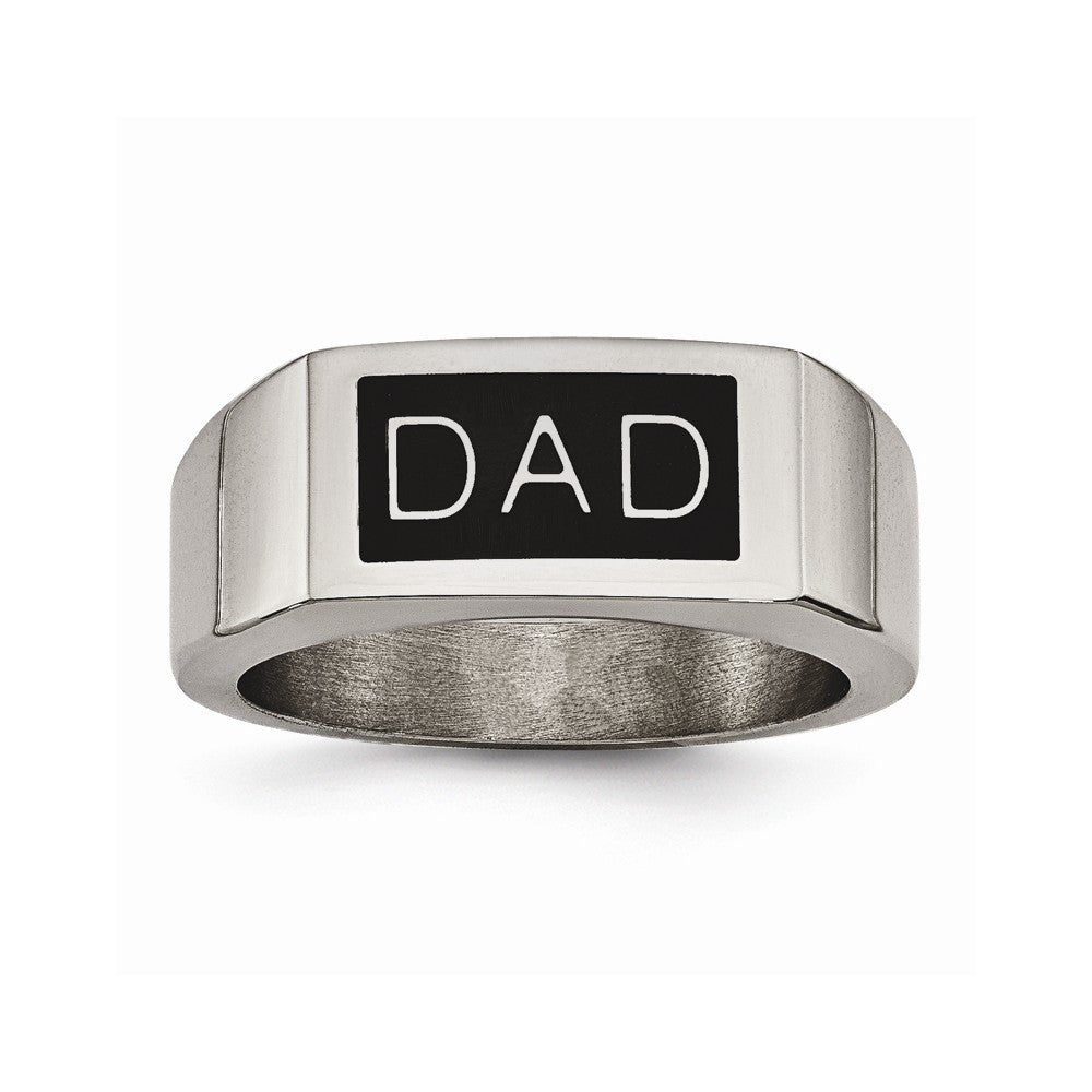 Stainless Steel Black Enamel Dad Money Clip & Ring Set