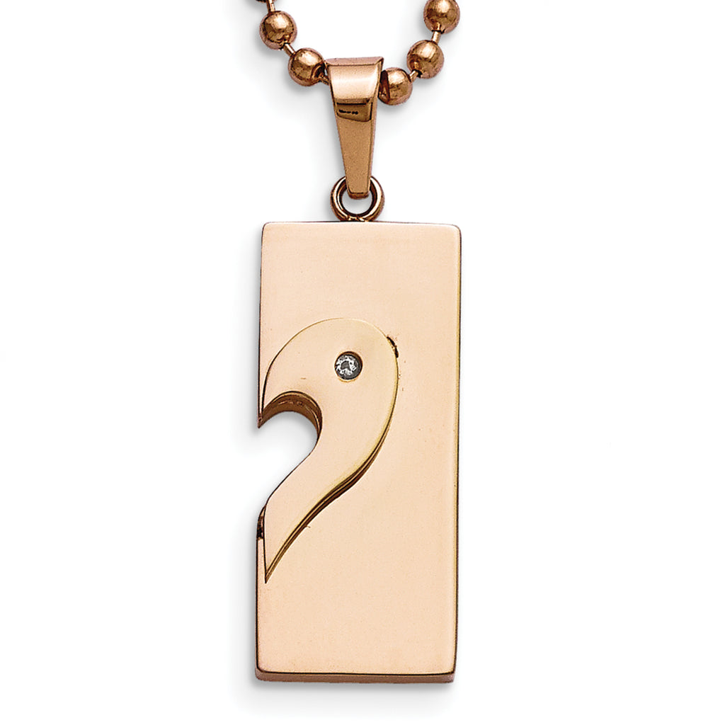 Heart Pendant Necklace Set in Black & Rose IP-Plated Stainless Steel