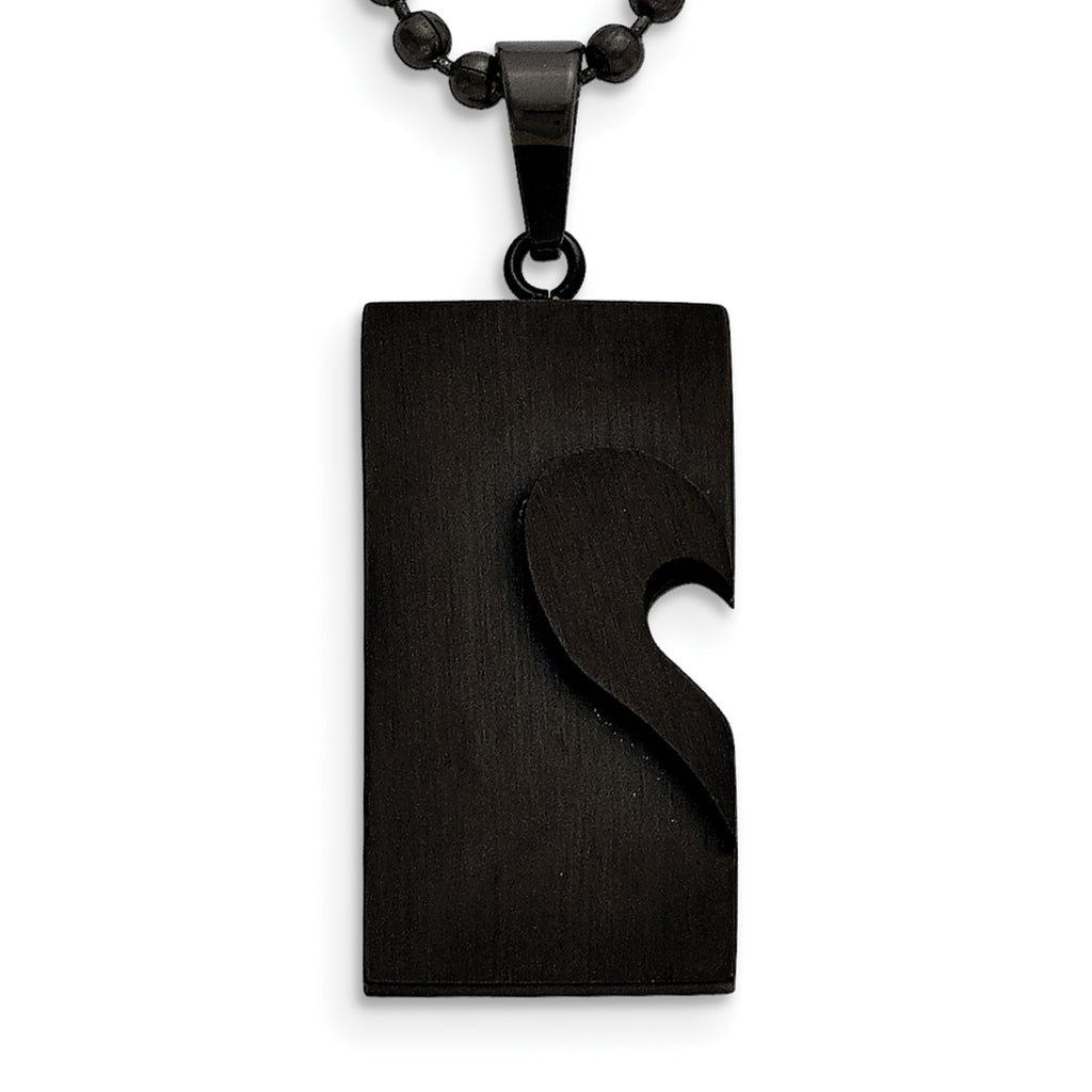 Heart Pendant Necklace Set in Black & Rose IP-Plated Stainless Steel
