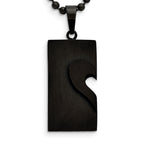 Heart Pendant Necklace Set in Black & Rose IP-Plated Stainless Steel
