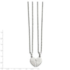 Chisel Stainless Steel Polished 2 Piece Heart Pendants on 20 inch Cable Chain Necklace Set