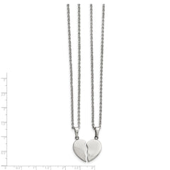 Chisel Stainless Steel Polished 2 Piece Heart Pendants on 20 inch Cable Chain Necklace Set