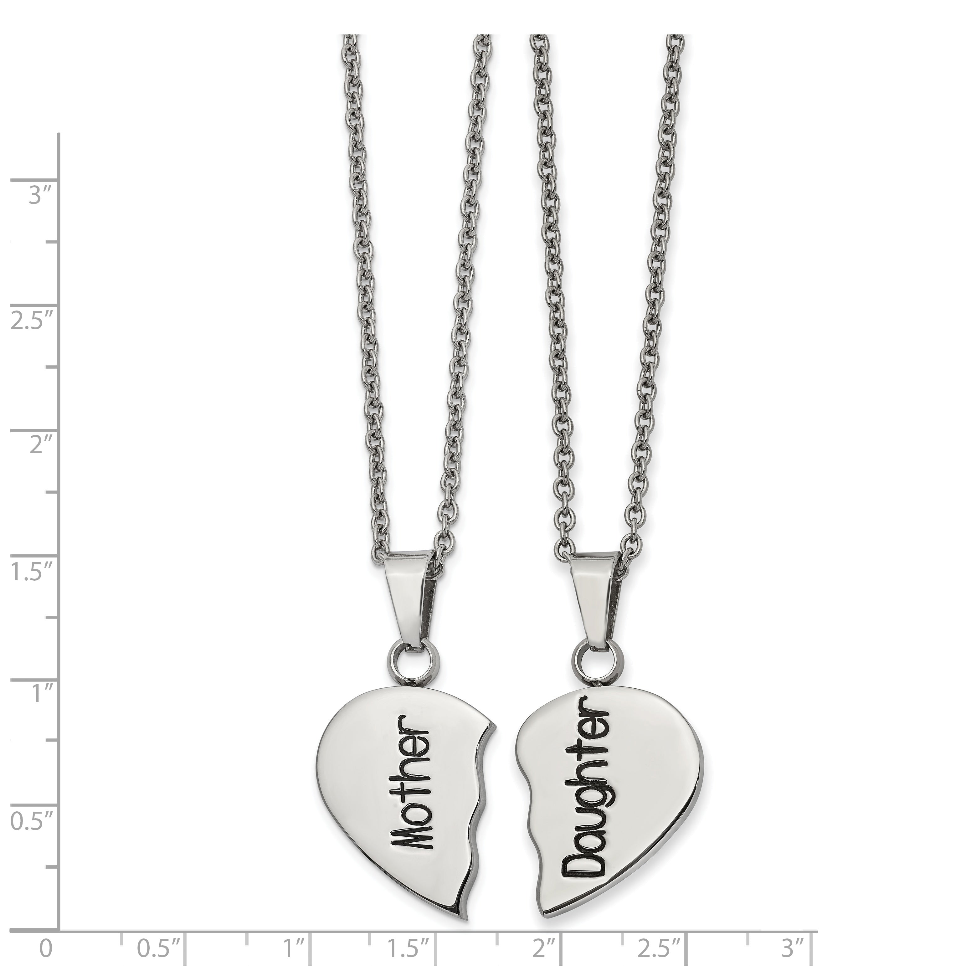 Chisel Stainless Steel Polished and Enamel Mother Daughter Heart Necklace Set Secondary image