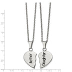 Chisel Stainless Steel Polished and Enamel Mother Daughter Heart Necklace Set