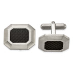 Stainless Steel Men's Jewelry Set with Black Carbon Fiber Inlay