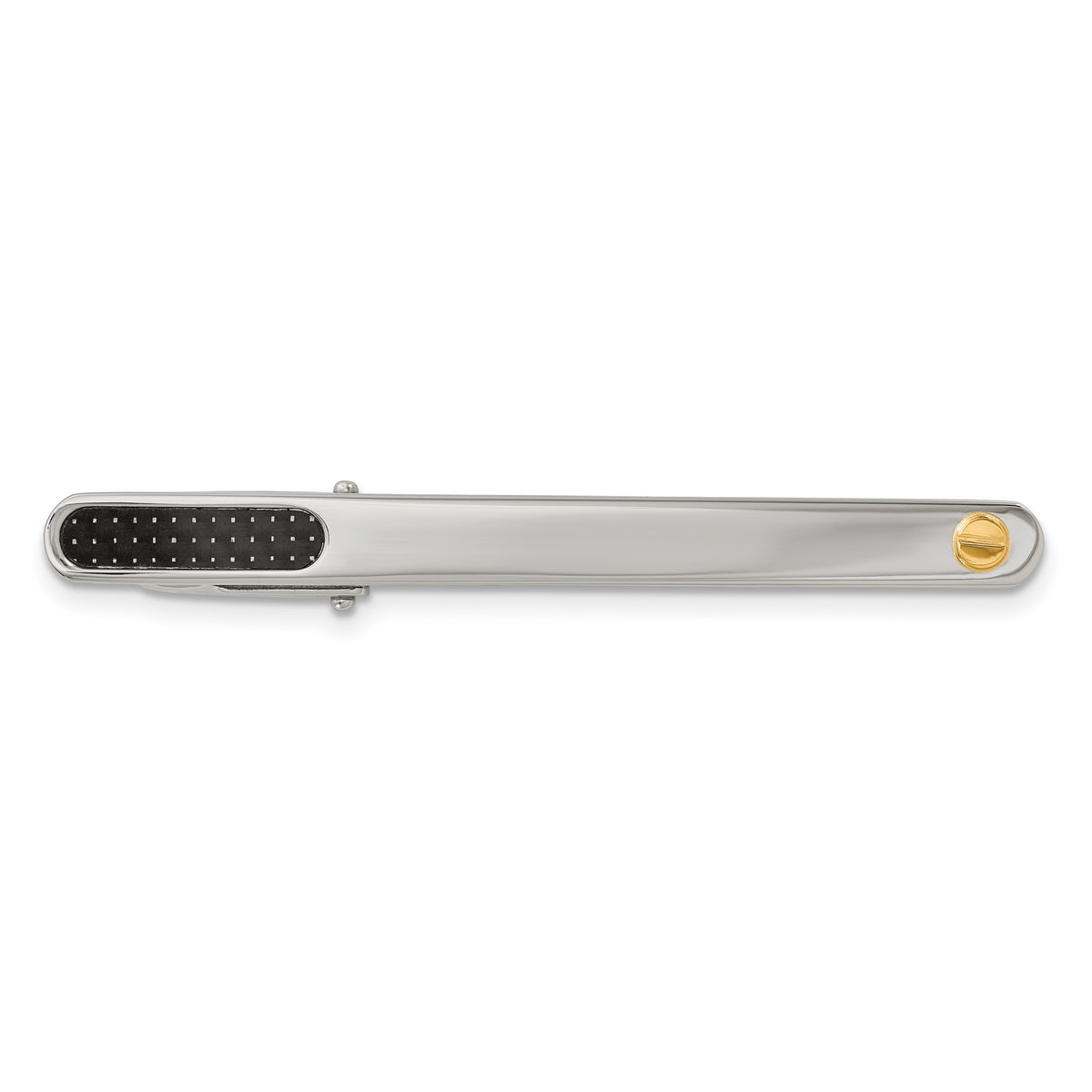 Chisel Stainless Steel with 18k Gold Accent Polished Black Carbon Fiber Inlay Tie Bar