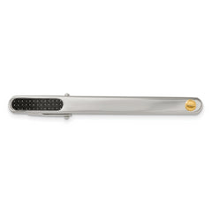 Chisel Stainless Steel with 18k Gold Accent Polished Black Carbon Fiber Inlay Tie Bar