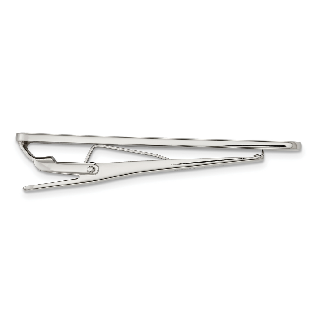 Sophia Jewelers Stainless Steel Tie Bar with Diamond & Carbon Fiber
