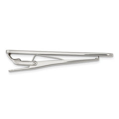 Sophia Jewelers Stainless Steel Tie Bar with Diamond & Carbon Fiber