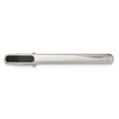 Chisel Stainless Steel Polished with Black Carbon Fiber .03 Carat Diamond Tie Bar