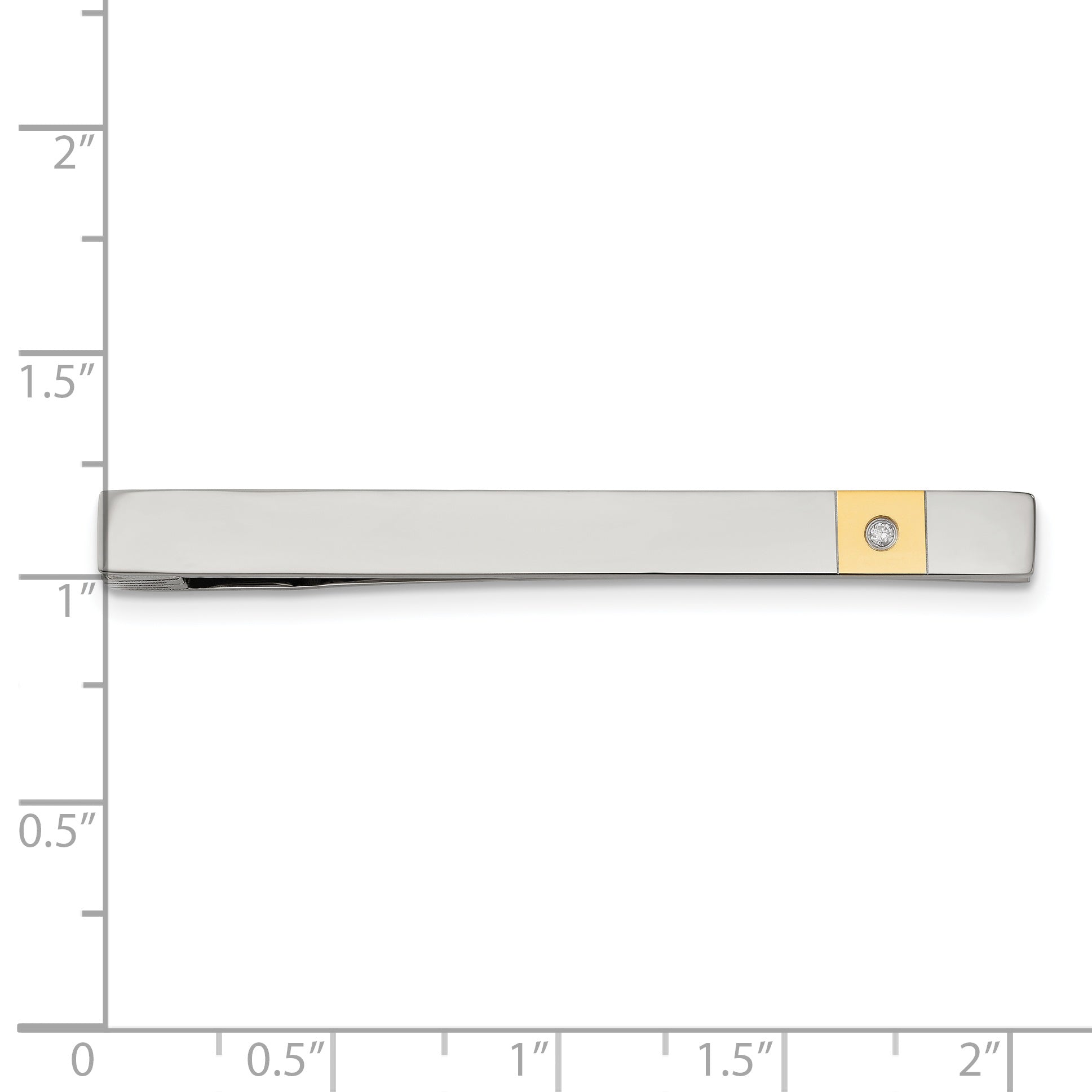 Sophia Jewelers Polished Gold-Plated Stainless Steel Diamond Tie Bar