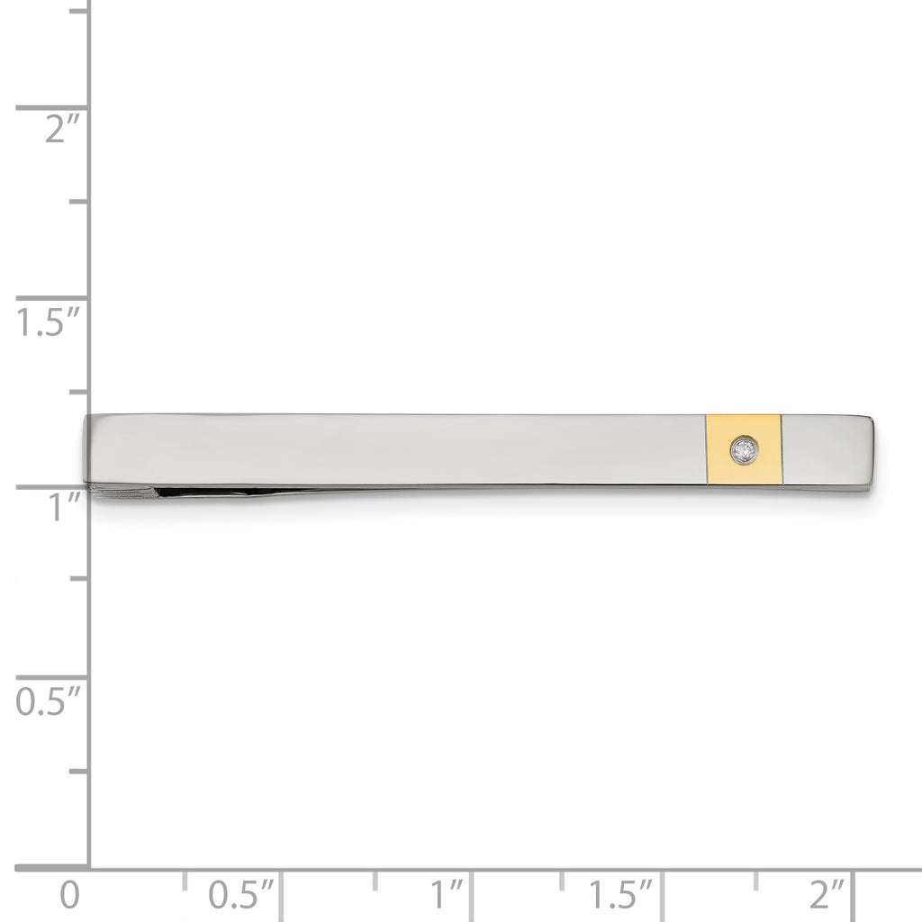 Sophia Jewelers Polished Gold-Plated Stainless Steel Diamond Tie Bar