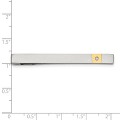 Sophia Jewelers Polished Gold-Plated Stainless Steel Diamond Tie Bar