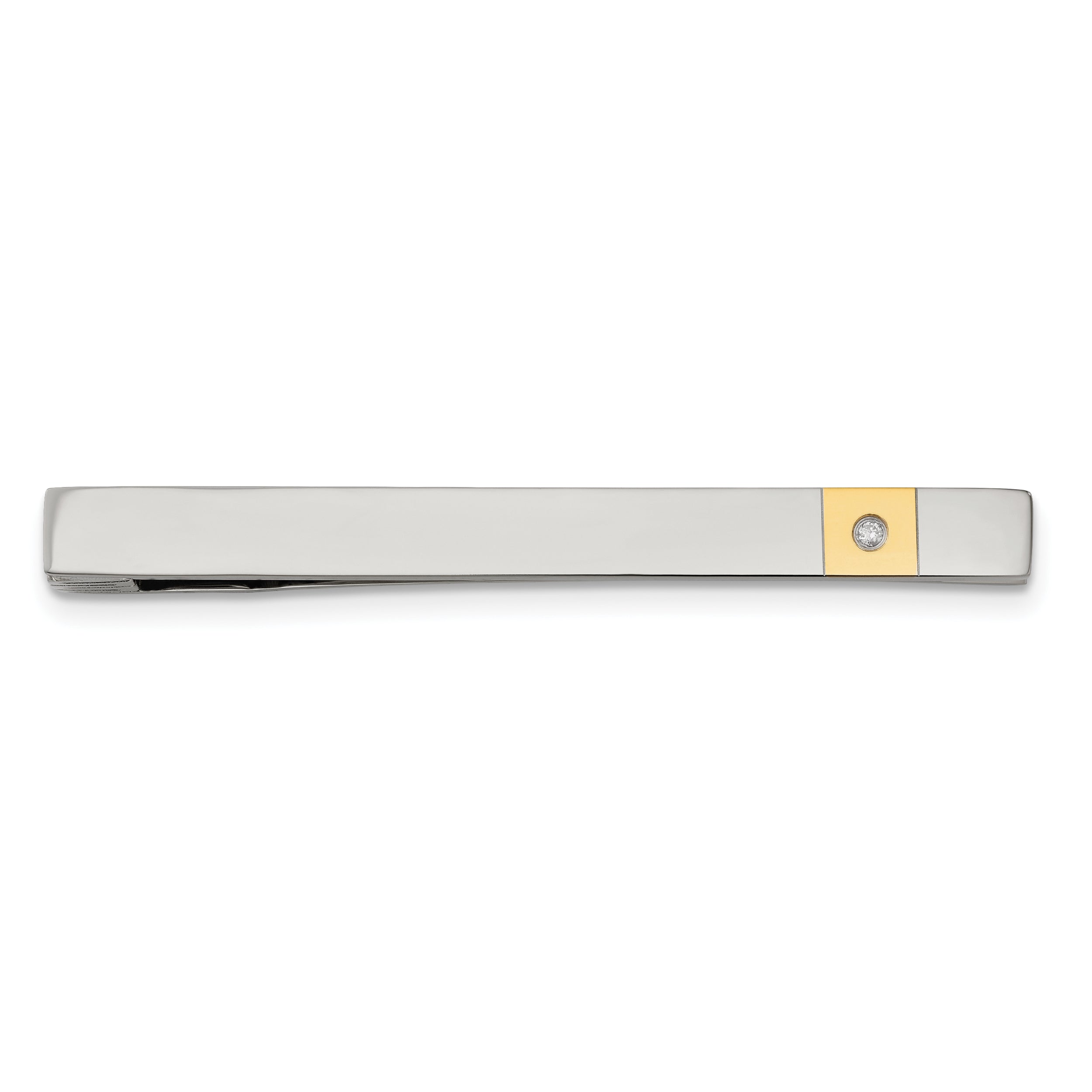 Chisel Stainless Steel Polished Yellow IP-plated .03 Carat Diamond Tie Bar