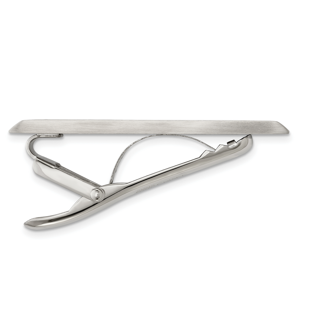 Men's Brushed Stainless Steel Tie Bar with Engravable Finish Gift Ready