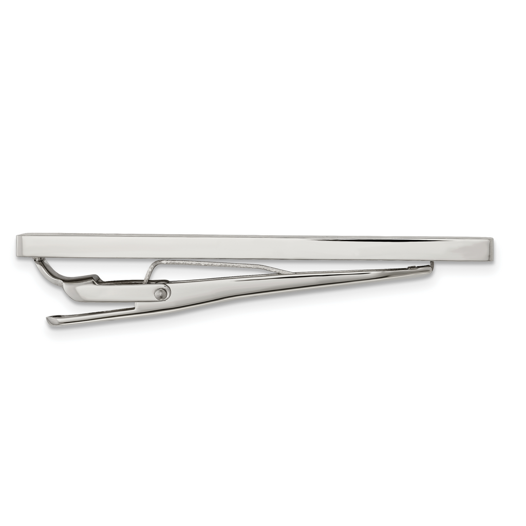 Stainless Steel Men's Tie Bar with Brushed Elegant Black Rubber Design