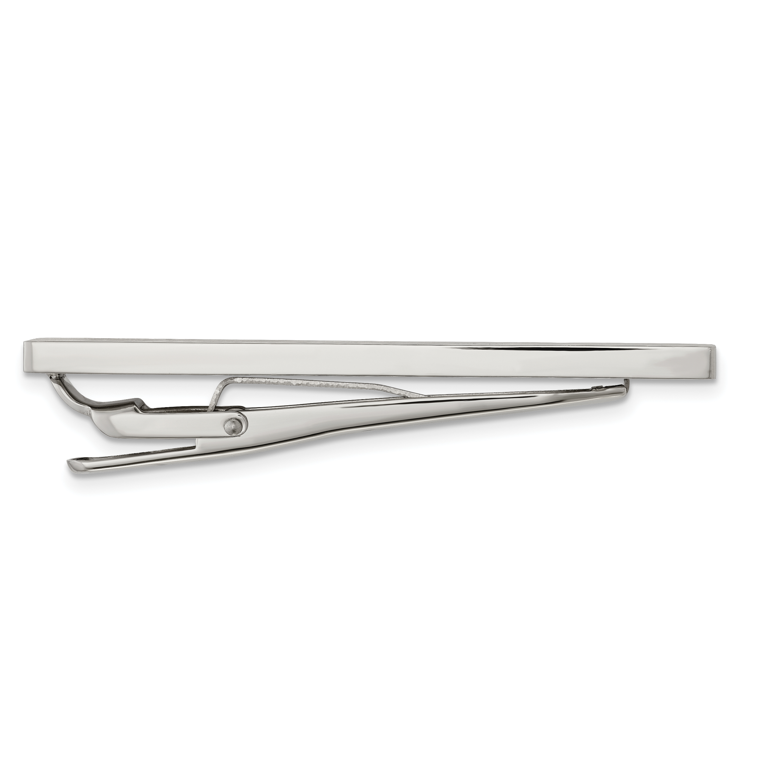 Stainless Steel Men's Tie Bar with Brushed Elegant Black Rubber Design