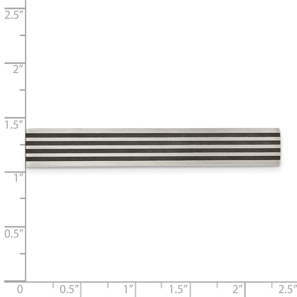 Stainless Steel Men's Tie Bar with Brushed Elegant Black Rubber Design