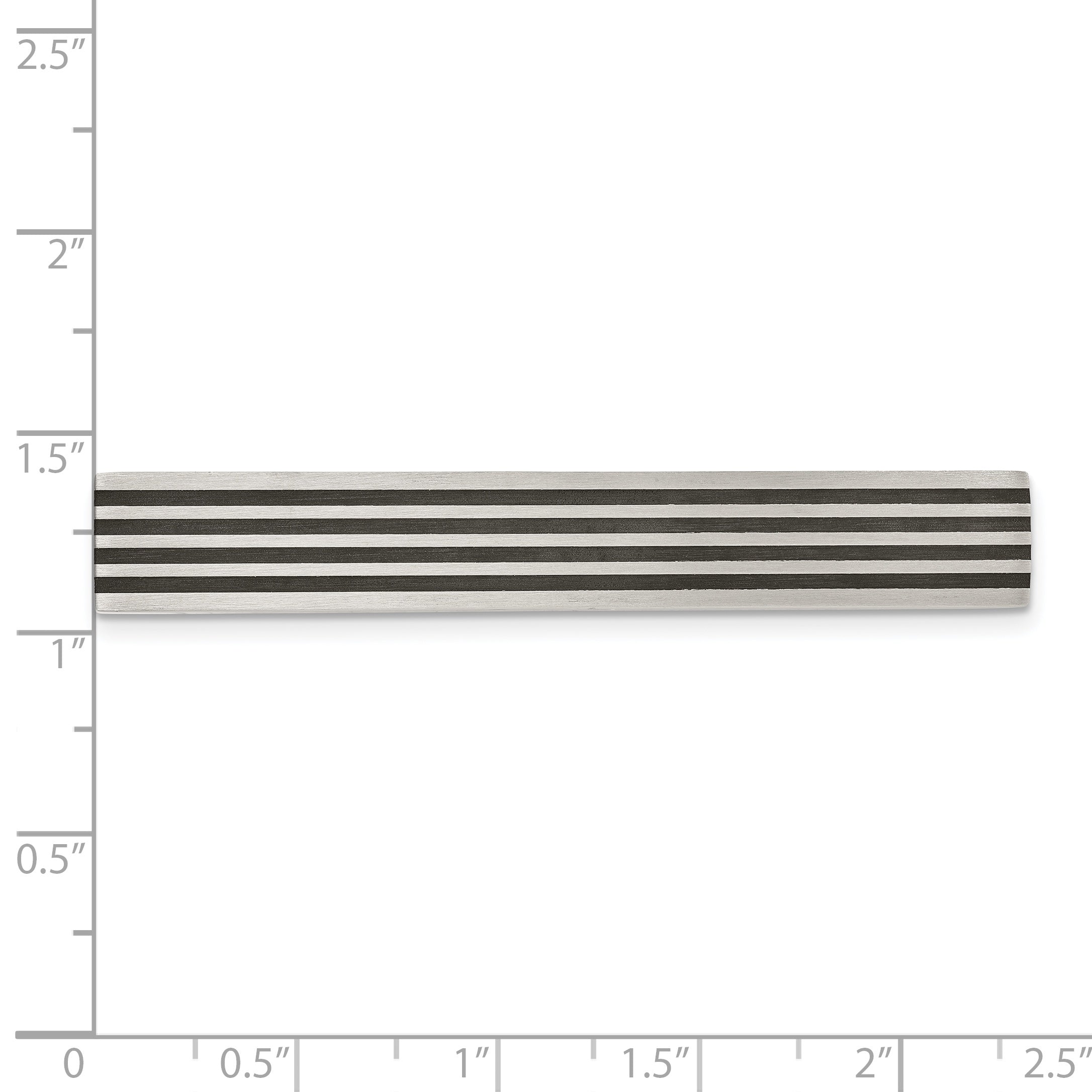 Stainless Steel Men's Tie Bar with Brushed Elegant Black Rubber Design